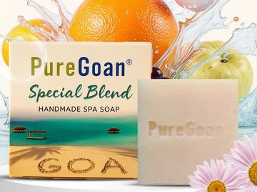 PureGoan handmade spa soap promises naturally nourished skin with essential oils and gentle moisturizing.