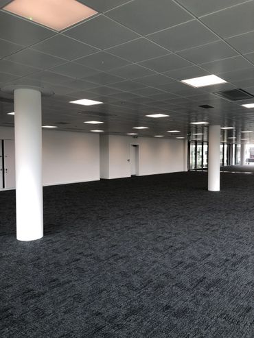 A freshly painted office space