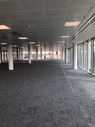 A freshly painted office space