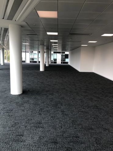 A freshly painted office space