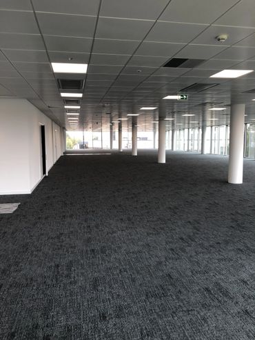 A freshly painted office space