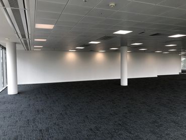 A freshly painted office space