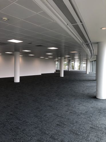 A freshly painted office space