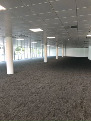 A freshly painted office space