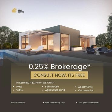 Modern villa with pool, offering real estate services in Delhi NCR and Jaipur at 0.25% brokerage.
