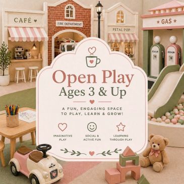 Children's play area for ages 3 and up with various play stations.