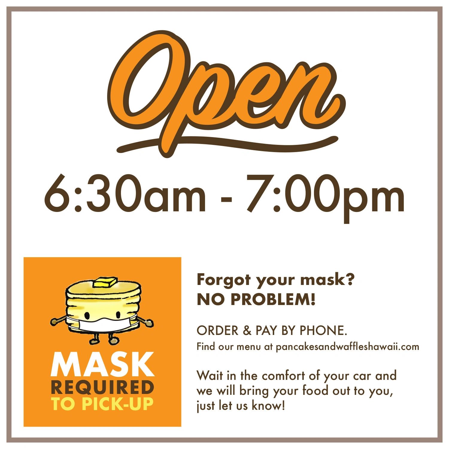 Menu Pancakes and Waffles Hawaii