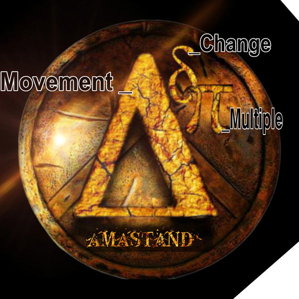 Ancient styled emblem with Greek letter Lambda and words Movement_Change_Multiple.