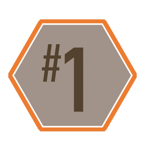 hexagonal stamp with the number one inside of it