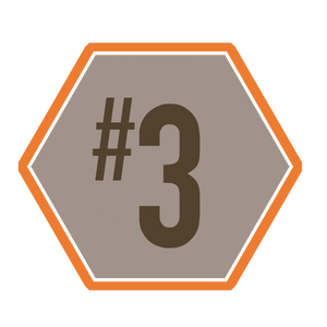 hexagonal stamp with the number three inside of it