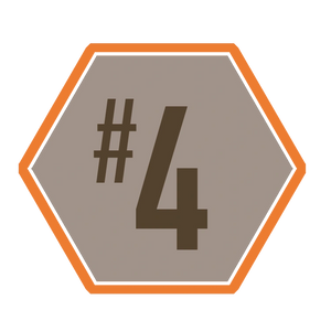 hexagonal stamp with the number four inside of it