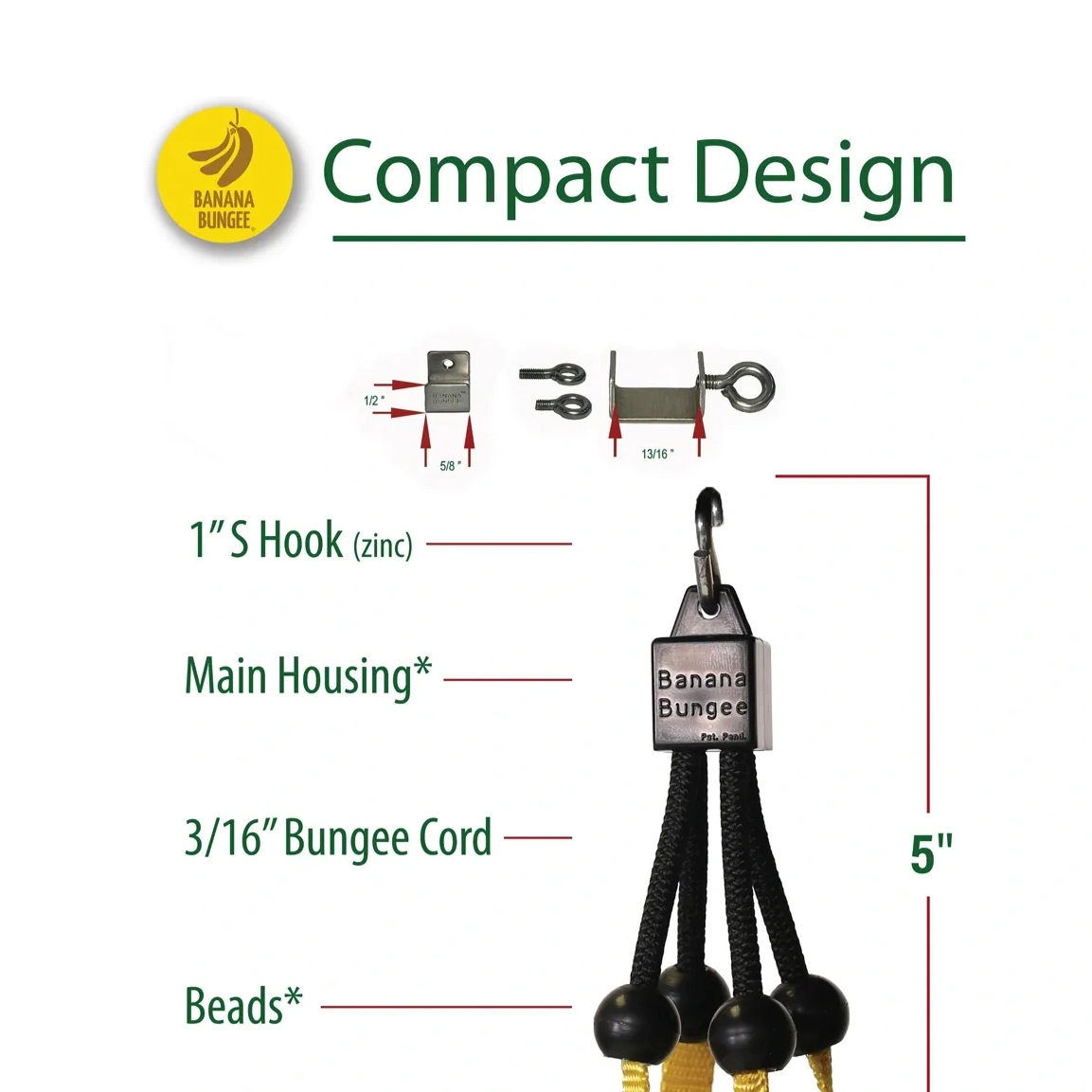 Banana Bungee compact design with labeled parts