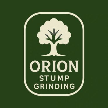 Logo for Orion Stump Grinding featuring a stylized tree on green background.