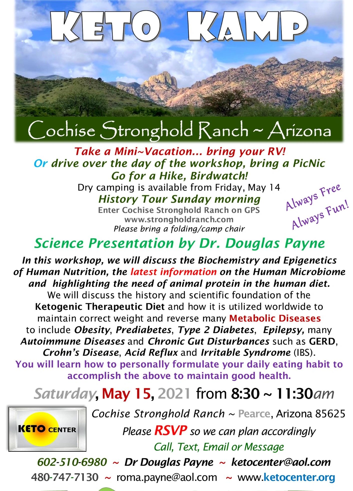 Keto Camp Workshop at Cochise Stronghold Ranch, Arizona