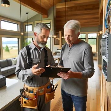 Ottawa homeowner receiving free electrical consultation from Ring Electric electrician