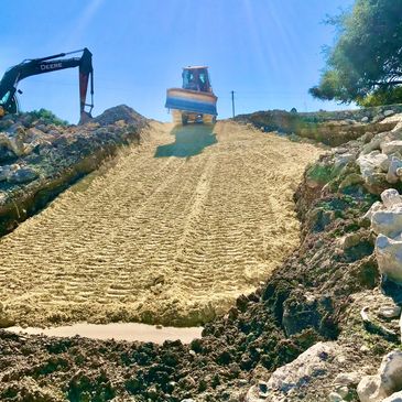 Road Construction on a hill with incline.