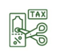 word "tax", scissors and ticket drawing