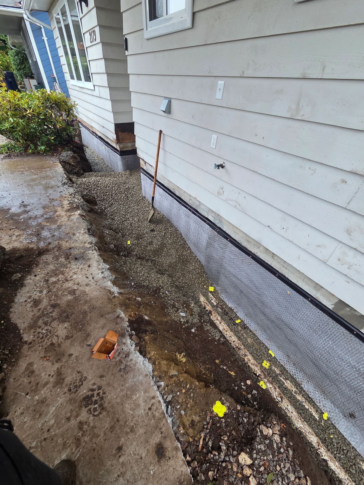 Waterproofing foundation and perimeter drains installed by Fairytale Landscaping and Drainage