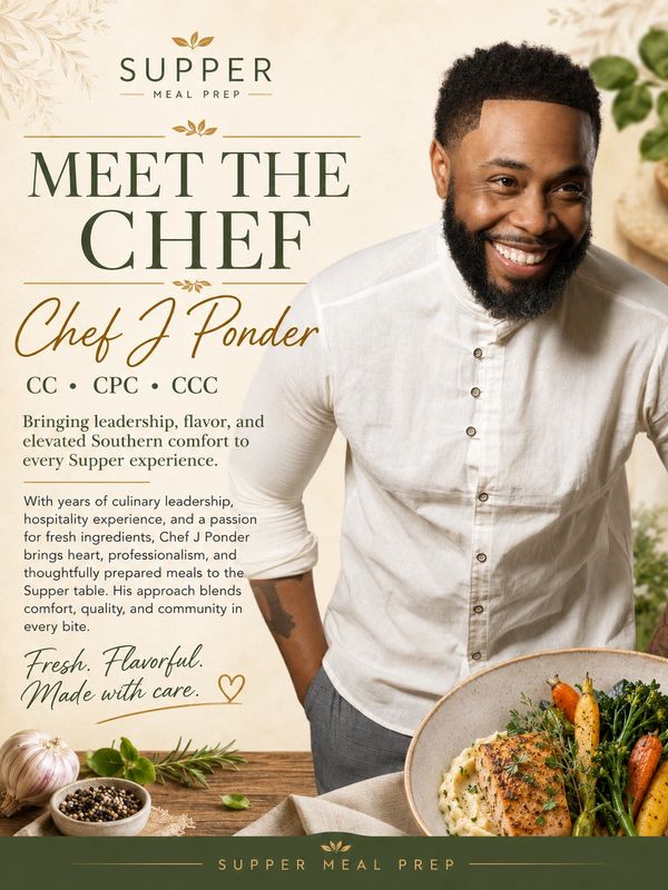 Chef J Ponder brings Southern comfort and flavor to Supper Meal Prep.