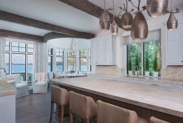 Installation of Wire nest island lights with a custom ceiling plate for mounting