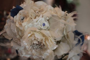 white bridal bouquet with jewels 