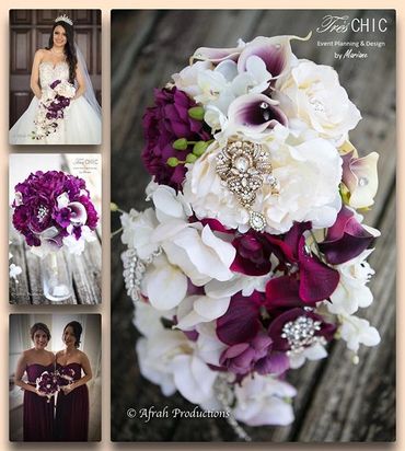 purple and white bouquet incrusted with jewels 