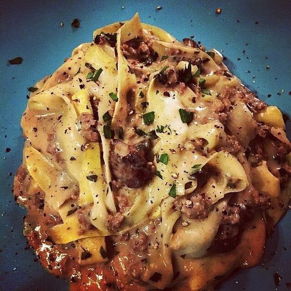 Grain & Dairy Free Beef Stroganoff with Yellow Squash Ribbon Noodles & Cashew Cream Alfredo