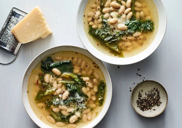 Parmesan White Bean Soup with Hearty Greens