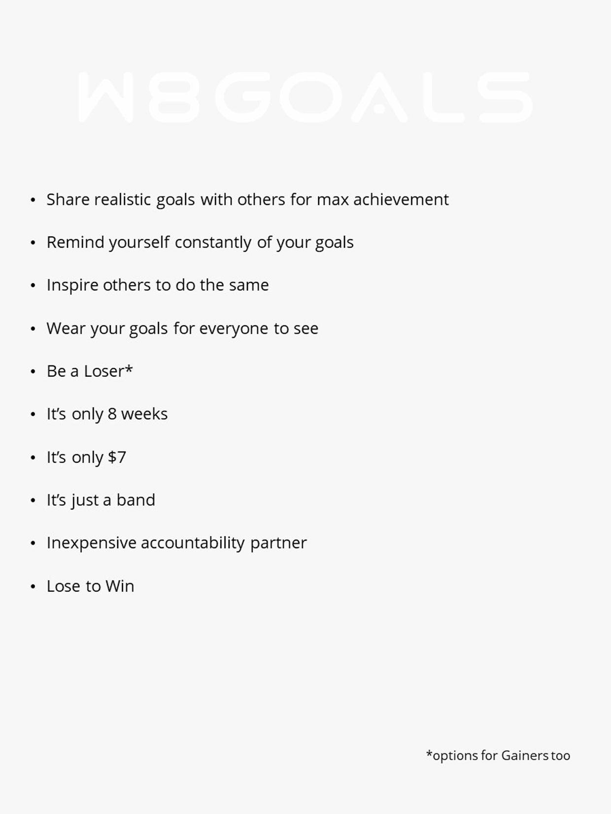 W8GOALS, WEIGHT LOSS, WEIGHT GAIN, WEIGHT GOALS, ACCOUNTABILITY