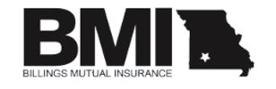 Logo of Billings Mutual Insurance featuring the acronym BMI and Missouri state silhouette.
