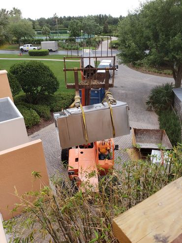 Equipment removal from 2nd floor restaurant