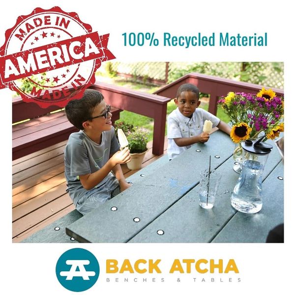 Back Atcha Recycled Plastic Rubber Picnic Table Park Bench Outdoor Furniture