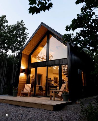 Aurora cabin at night