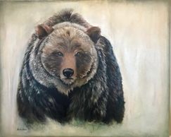 grizzly bear oil painting, custom commissioned piece, wildlife artwork, beautiful abstract wildlife