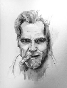 Arnold Schwarzenegger watercolour drawing by artist kristine andrea