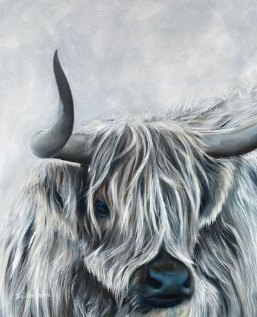 Shetland cow oil painting