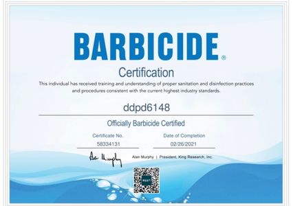 Barbacide certification