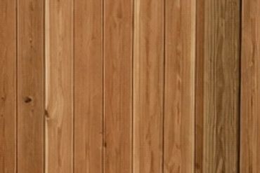 Concept rendering of a practical cedar fence and gate repair beside existing weathered fencing.