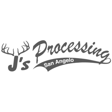 Logo for J's Processing San Angelo with a deer antler design.