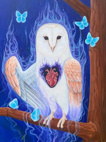 "Spirit of Gaia, The Mystic Owl" 18x24in, Acrylic on Canvas.