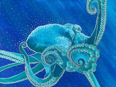 "Shimmering Octopus" 16x20in Acrylic on Canvas. (Commission)