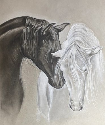 "Horses" 7.5x 9.5in Charcoal on Strathmore Paper. (Original Available)