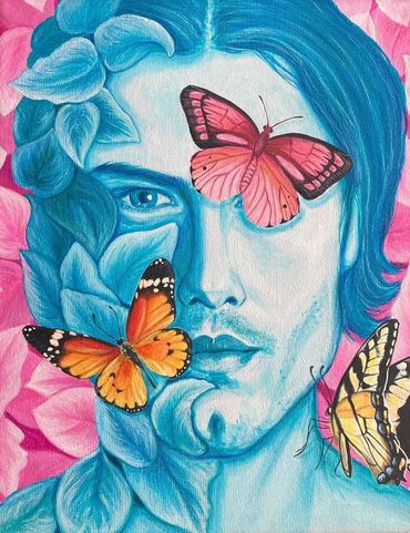 "The Blue Man" 11x14in, Acrylic on Canvas. (Sold)