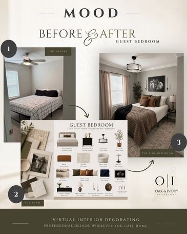 MOOD | Virtual Interior Decorating Before & After Guest Bedroom