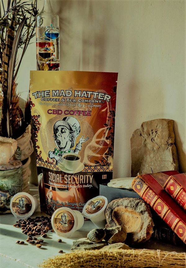 CBD Coffee bag with rocks and books