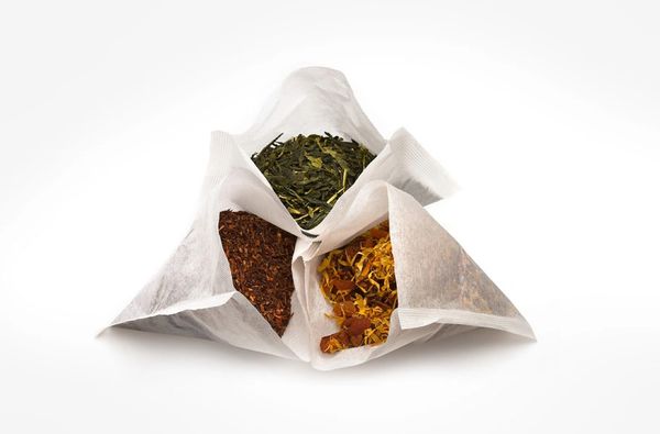 Green tea, turmeric chai, and rooibos tea in tea bags