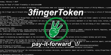 Blockchain inscribed  ConscienceLAND 3finger Token Manifesto of Friendship