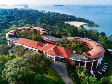 Sentosa Island, colonial buildings, serene atmosphere Singapore