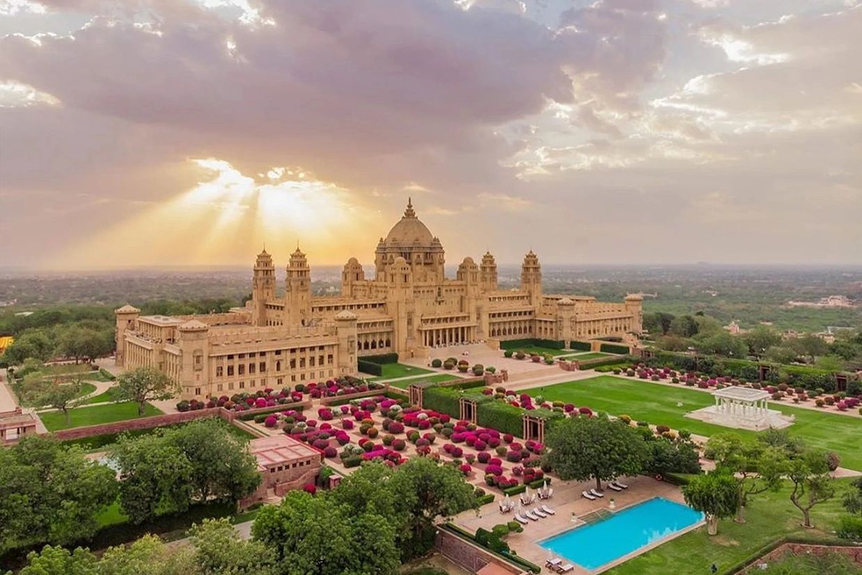 Jodhpur royal palace, Art Deco design, Blue City views