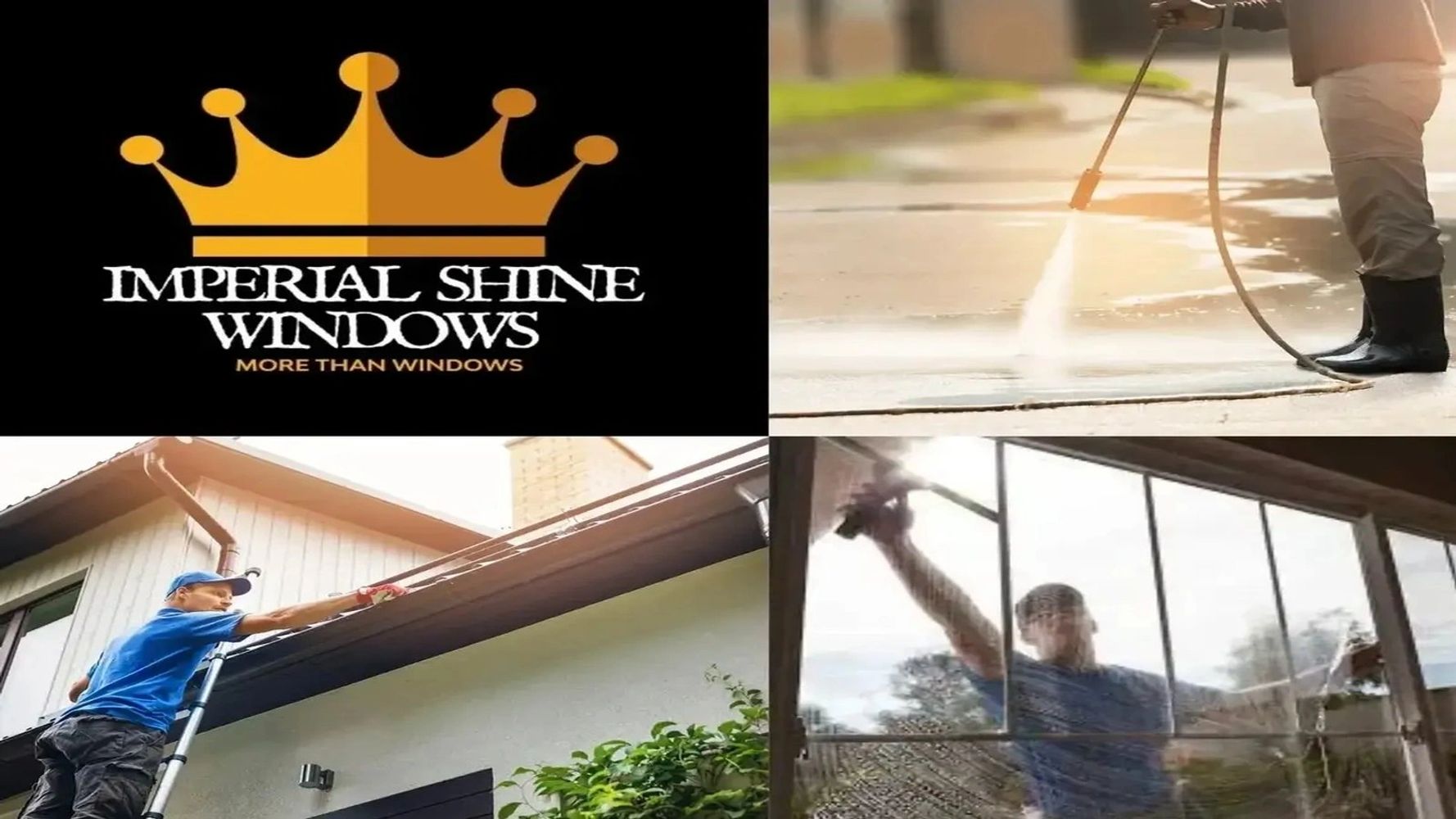 Imperial Shine Windows logo with window, gutter, and pressure washing services in Richmond, TX.
